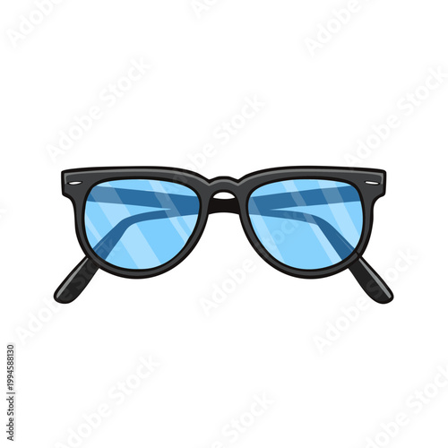 Black framed blue lens eyeglasses style fashion accessory for vision correction or sunglasses