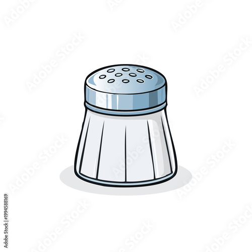 Classic glass salt shaker with metal lid and perforations for seasoning