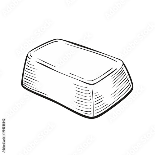 Hand-drawn illustration of a single gold bar in a vintage etched style