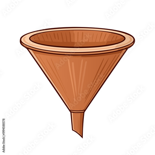 Illustration of a brown funnel used for pouring liquids into containers