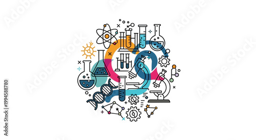 Illustrated scientific design with laboratory equipment, perfect for educational content