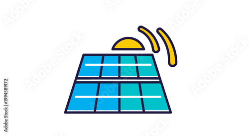 Solar panel with signal icon, renewable energy and sustainable resource concept