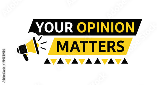 Graphic Illustration of the Phrase 'Your Opinion Matters' with Megaphone Vector Design