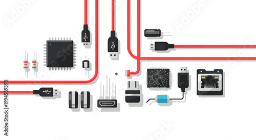 Electronic Components and Cables: Microchips, USB, HDMI, Network Connectors