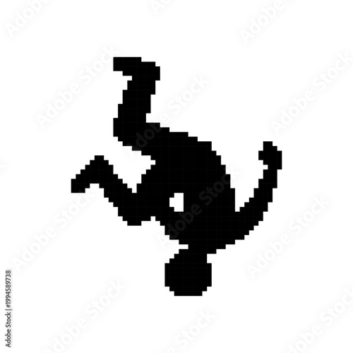 Pixel art person falling upside