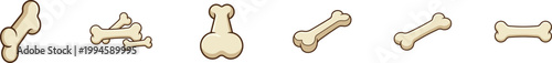 Set of cartoon-style bone icons.