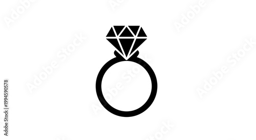 Silhouette illustration of a diamond engagement ring symbolizing love and commitment