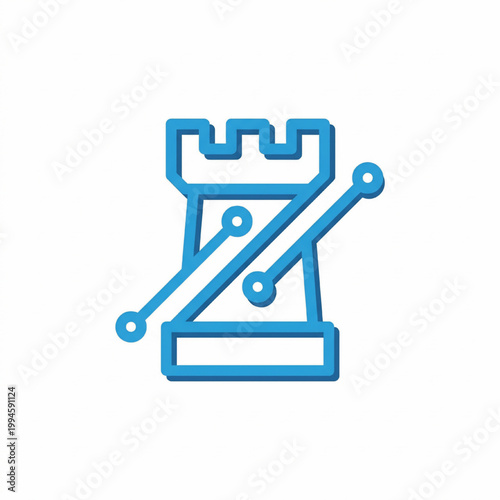 Wrench gear icon with blue outline and small circular nodes, clean vector style for software interface graphics