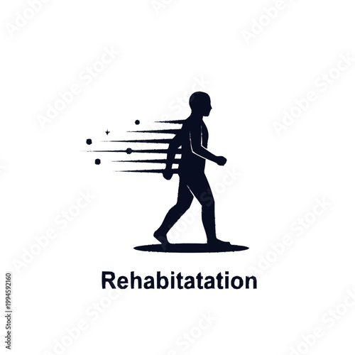 Silhouette of a person walking with motion blur effect.