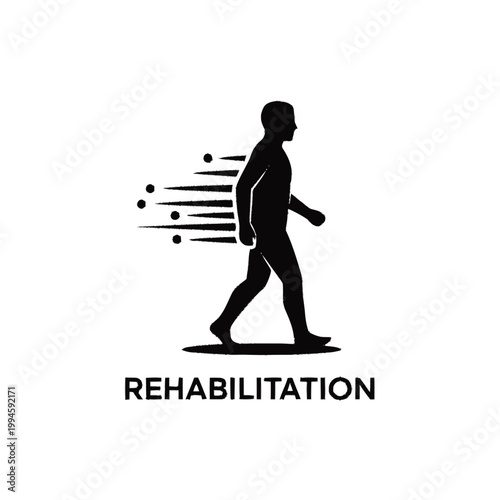Silhouette of a person walking with motion blur effect representing rehabilitation and recovery.