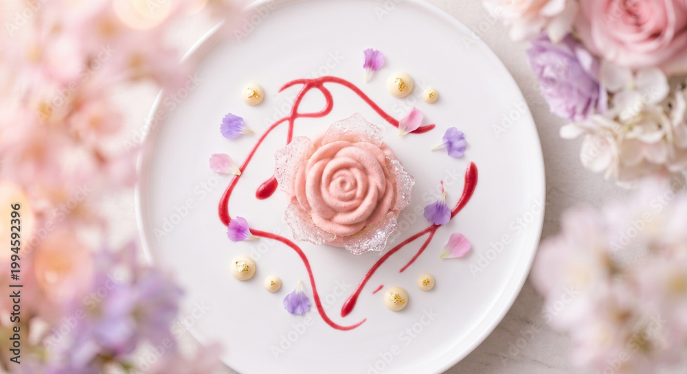 Fototapeta premium Beautiful Floral Dessert Presentation