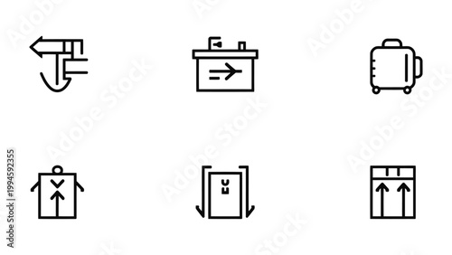 Navigation Elements: A set of simple line art icons provides essential direction, guiding users with clarity and efficiency.