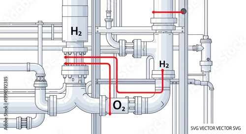 Hydrogen and Oxygen Gas Pipeline System, Industrial Chemistry Plant