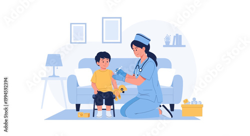 Nurse giving vaccination to a child, healthcare, medical procedure, child health, immunization