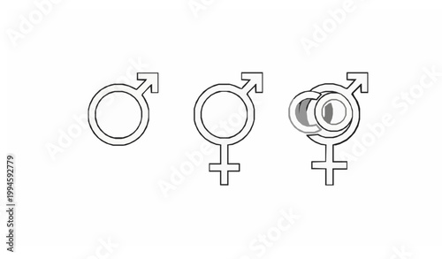 Minimal Gender Symbol Line Icons Male Female Outline Vector Set
