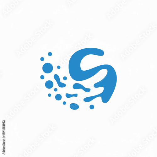 Hands reaching water splash logo icon with blue circular droplets and abstract wave shapes for branding and design