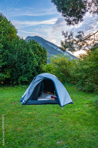 camping in the woods