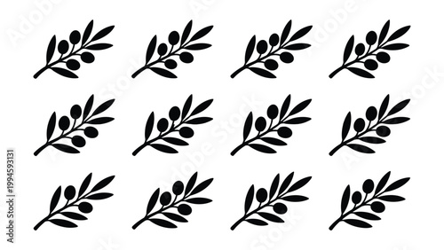 Seamless pattern of olive branches and olives vector illustration food and drink black and white graphic resource branches seamless background illustration botanical mediterranean download
