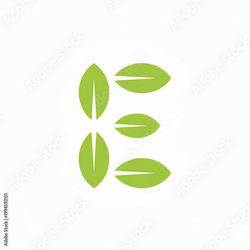 Leaves set with green leaf shapes and white highlights for nature, gardening, and eco branding design