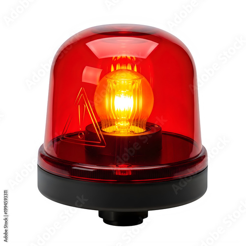 Bright red flashing emergency light with clear lens