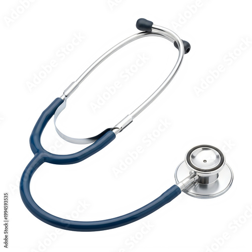 Blue medical stethoscope with silver chest piece