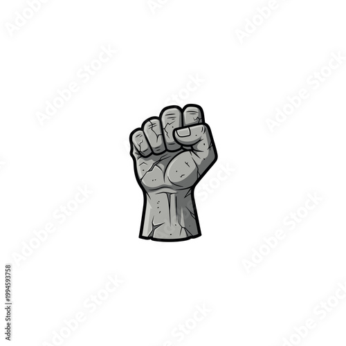 Clenched Fist Raised Up High Strong.