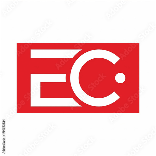 E-commerce management icon with red background featuring bold white letter C and arrow-like shape featuring ecommerce, logo, signage with trade and