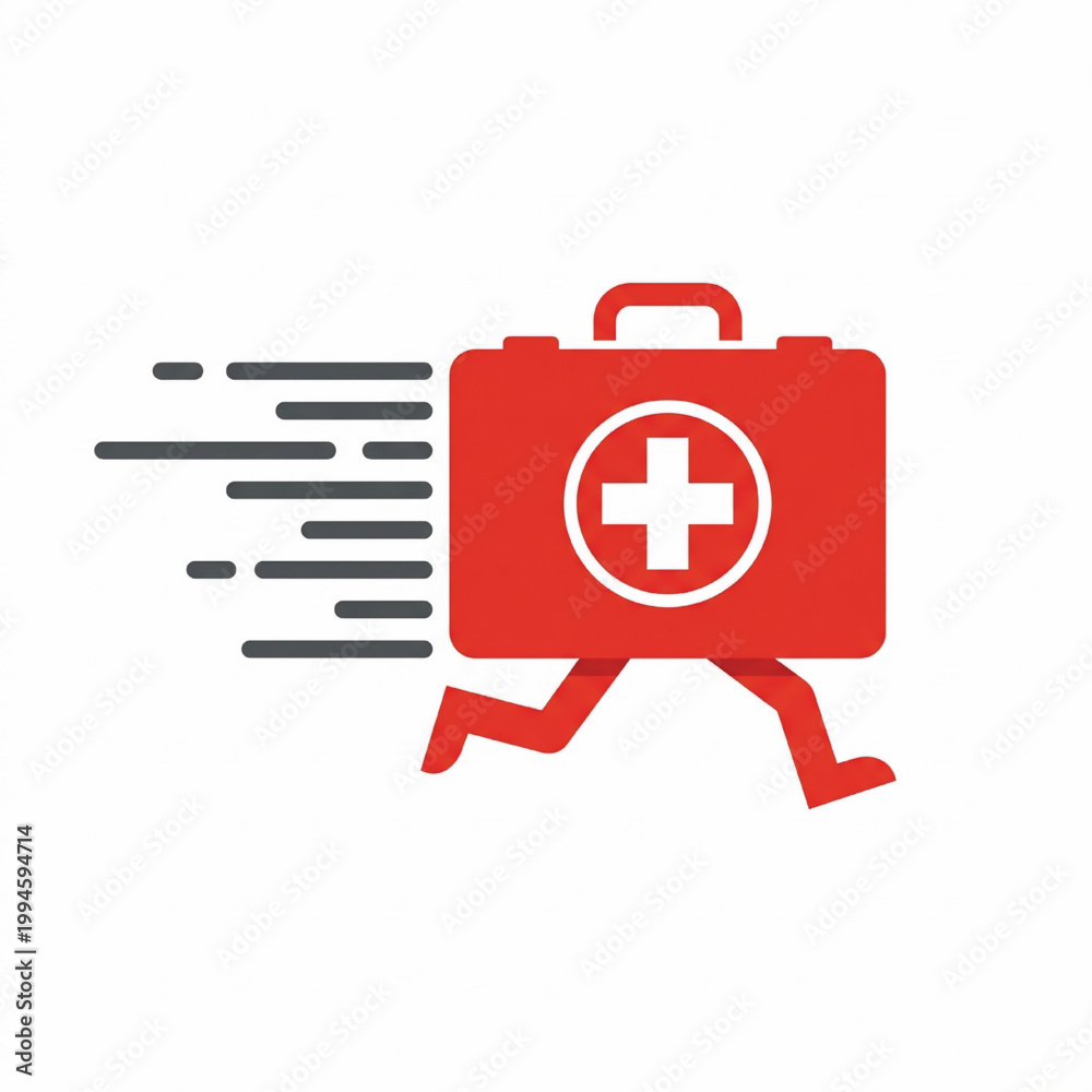Obraz premium Medical first aid kit with plus symbol and checklist document icon for health care emergency preparedness concept
