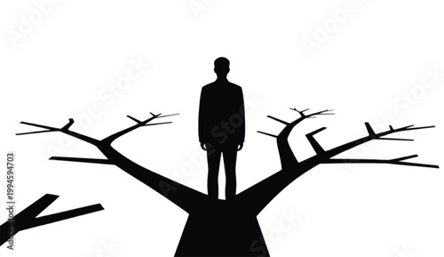 Human choosing between multiple AI generated options silhouette scene representing smart selection data driven decision making and business strategy concept