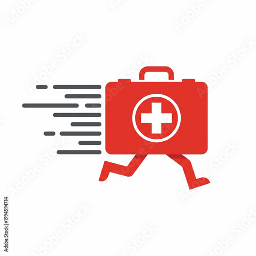 Medical first aid kit with plus symbol and checklist document icon for health care emergency preparedness concept
