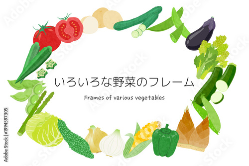 いろいろな野菜のフレームイラスト