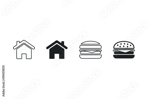 House and Burger Icons
