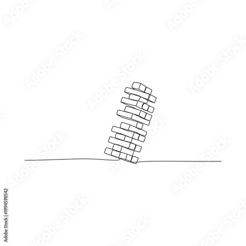 A precarious tower of rectangular blocks drawn with a single continuous line