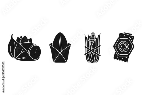 Food Wraps and Corn Icon Set
