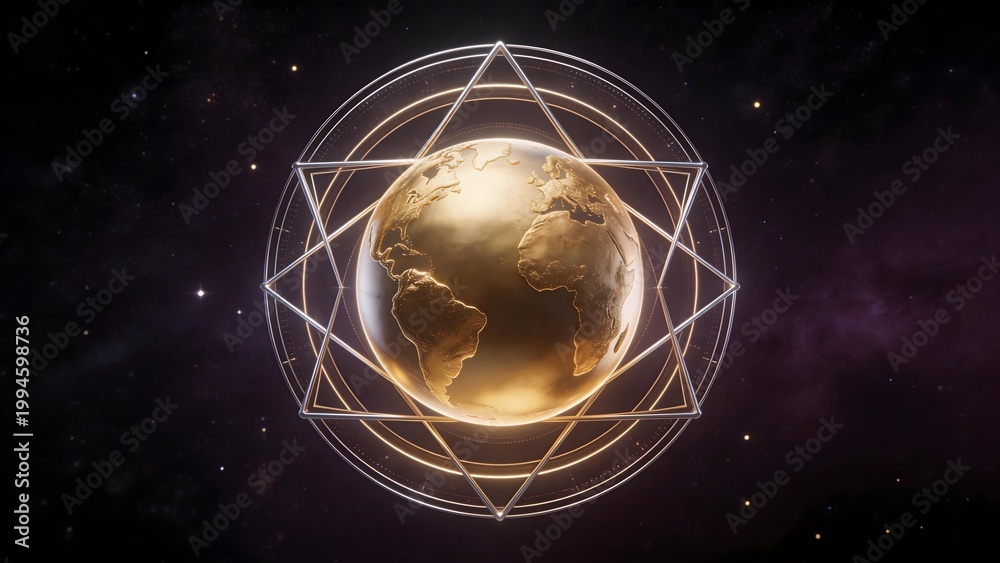 Obraz premium Golden Earth with Geometric Design