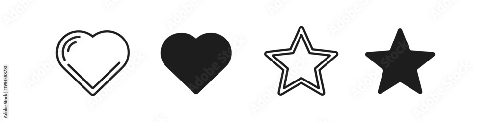 Fototapeta premium Heart and Star Icons