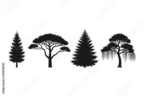 Diverse Tree Silhouettes Collection