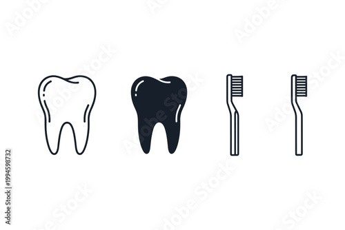 Tooth and Toothbrush Icons