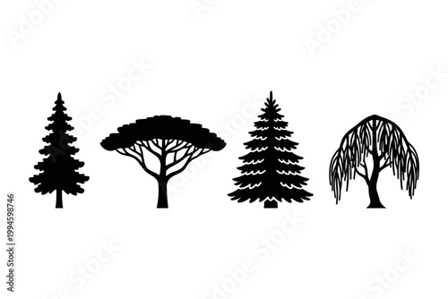 Diverse Tree Silhouettes Collection