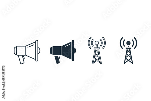 Megaphone and Radio Tower Icons