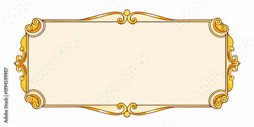Elegant ornate golden scroll frame with vintage details, vector