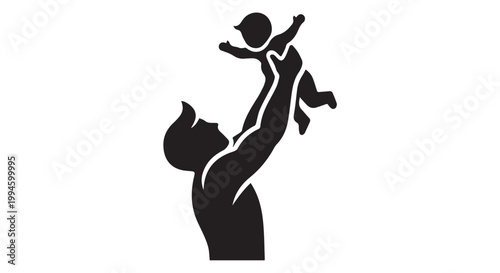 Happy family with son silhouette icon for parenting and insurance concept