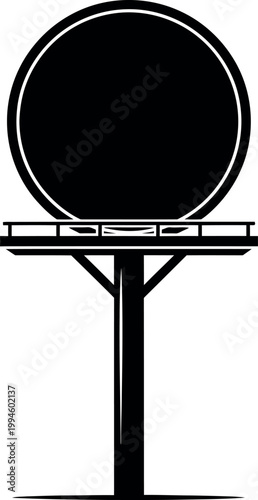 empty black billboard on metal stand flat design vector illustration