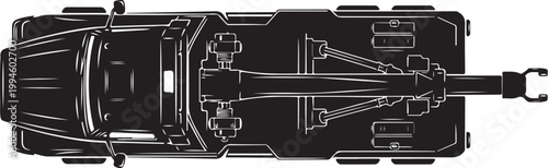 Black car trailer, vehicle transport, trailer hitch, towing equipment, top view