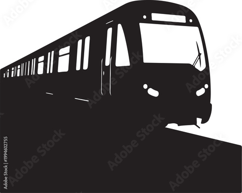 Black train silhouette, vector train icon, transportation symbol, railroad graphic