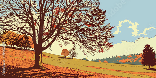 Four seasons nature landscape collection featuring autumn forests, spring blossoms, tropical beaches, and underwater marine life.