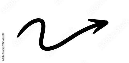 Artistic hand-sketched arrow illustration with an undulating line, providing a unique and casual directional graphic element