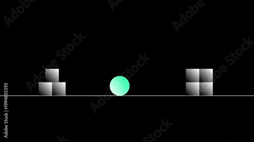 Animated Glowing Sphere Jumping Over Rising Blocks Representing Career Growth and Overcoming Business Obstacles