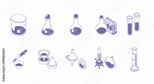 Illustrated Science Lab Equipment: Beakers, Flasks, Pipettes, and More, in a Graphic Composition