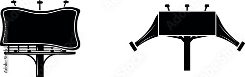 empty urban billboard with support structure flat design vector illustration